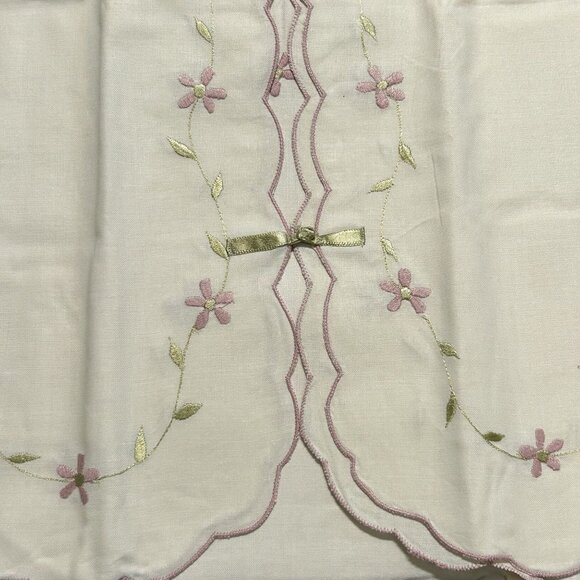 JCPenney Home 60"x24" Tier Curtain Pair 38" Valance Set Embroidered Floral - Picture 8 of 11